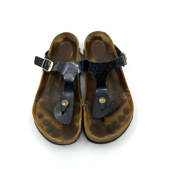 Birkenstock Gizeh Black Metallic Thong Sandals Women's 8 US - Picture 5 of 9